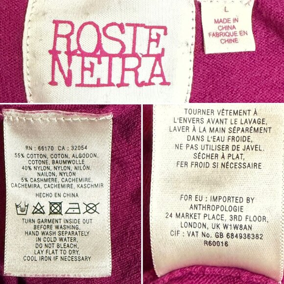 Rosie Neira Fuchsia Long Sleeve Tunic Sweater By Anthropologie Size S Womens Top - Picture 4 of 9